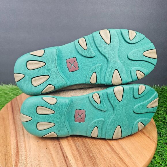 Twisted X Womens Chukka Driving Mocs 6.5 M Leather Brown Turquoise Lace Up Boots - Picture 12 of 13